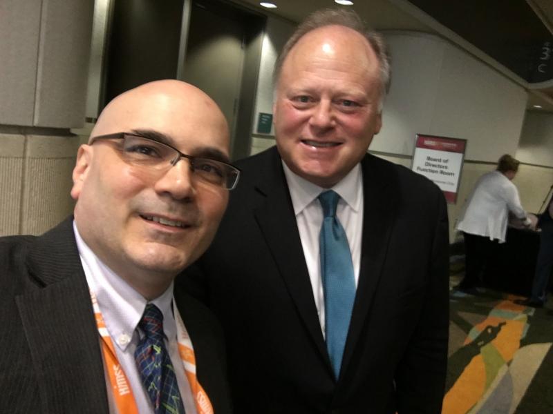 DAIC and ITN Editor Dave Fornell with Hal Wolf, president and CEO of the Healthcare Information Management and Systems Society (HIMSS) at the society’s annual meeting this week. Wolf spoke at the opening session about the “silver tsunami” that is starting to wash over healthcare that will lead to shortages of both doctors and support staff.