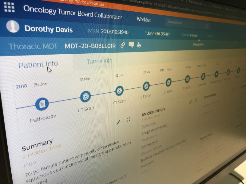 A view of Philips' new Oncology Tumor Board Navigator software dashboard view. It allows all members of tumor boards to be on the same page and able to access all the related images and reports to make the best recommendations for patients. #ASTRO #ASTRO21 #TumorBoard