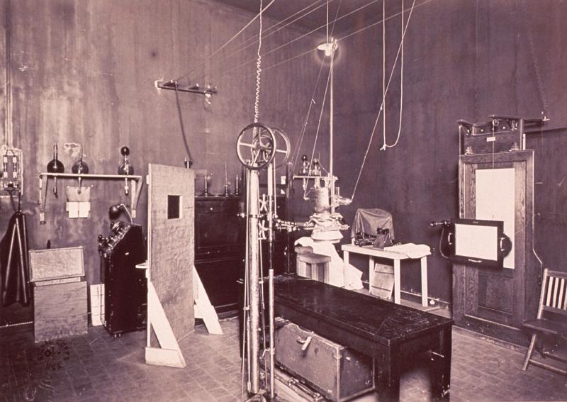 Historical image of an early X-ray room circa 1900-1920