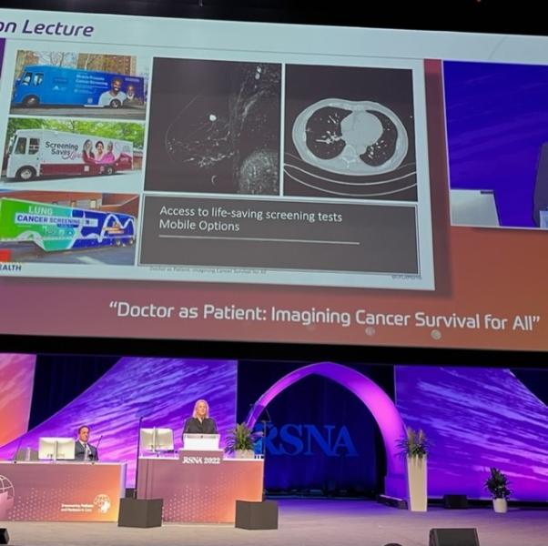 Elizabeth Morris, MD, UC Davis Medical Center Chair of Radiology, addressed a packed Arie Crown Theater on the importance of cancer screening programs during the Opening Plenary Session at RSNA 2022 on Nov. 27, following the Presidential Address.