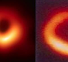 The first image of a black hole in space compared to a cardiac nuclear perfusion exam, showing the black hole of the left ventricle.