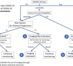 #COVID19 #Coronavirus #2019nCoV #Wuhanvirus #SARScov2  The first of three clinical scenarios presented to the panel with final recommendations. Mild features refer to absence of significant pulmonary dysfunction or damage. Pre-test probability is based upon background prevalence of disease and may be further modified by individual’s exposure risk. The absence of resource constraints corresponds to sufficient availability of personnel, personal protective equipment, COVID-19 testing, hospital beds, and/or ve
