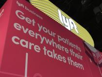 The ride share services Lyft and Uber both had booths on the HIMSS show floor for its business services for hospitals. Both ride share services offer a way for invalid, elderly, or patients without access to a car to still make appointments  or procedures. The companies said the ride share can be used to help speed discharges to cut length of stay. The service also can help avoid readmissions. The ride share apps are integrated into the hospital computer system to pre-arrange rides.