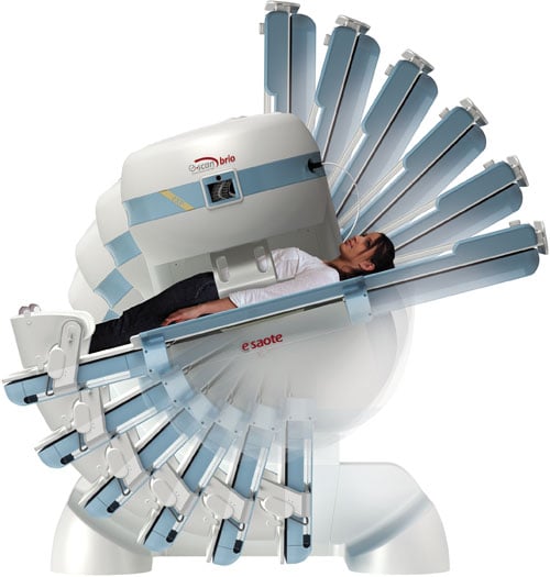 Weight bearing orthopedic MRI scanner, the G-scan by Esoate.