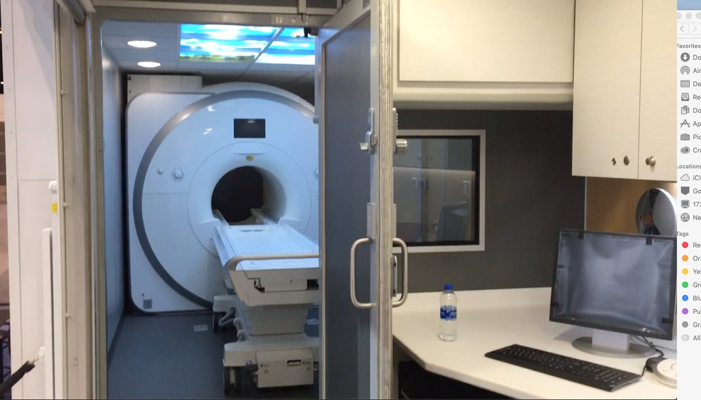 An example of a semitruck trailer-based mobile MRI suite.