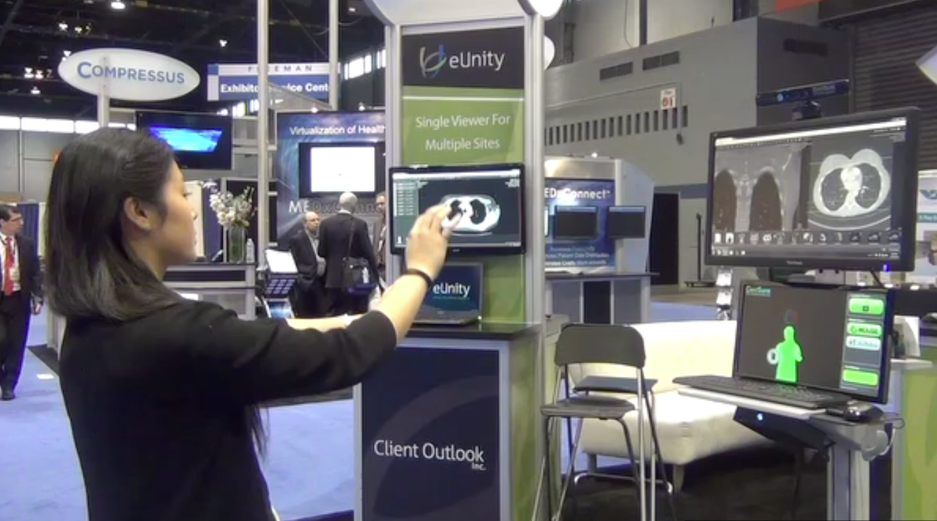 GestSure displayed a newsystem that allow interventionalists in the cath lab, or surgeons in the operating room, to pick reference images to display on the overhead screens in the room and manipulate the images all hands free.