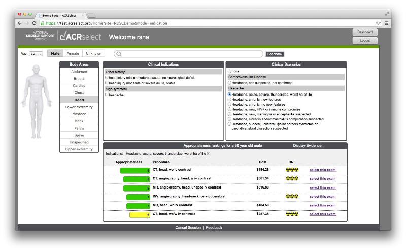 National Clinical Decision Support Company (NDSC) has an exclusive deal with the American College of Radiology (ACR) to provide medical imaging appropriate use criteria (AUC).