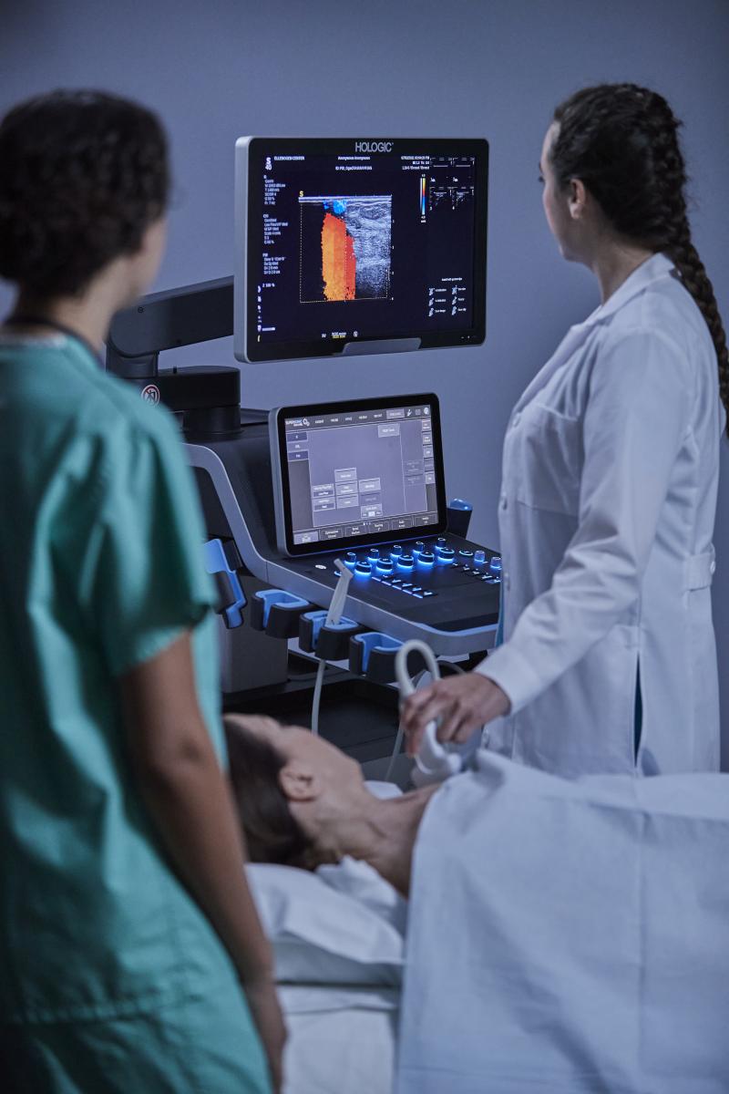 The color-coded mapping of breast lesion stiffness is a complementary tool for breast ultrasound that provides additional information that can help radiologists feel more confident in their diagnosis. Image courtesy of Hologic.