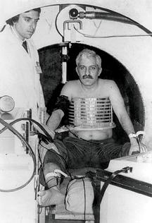 ​​Raymond Damadian, MD, created the history-making prototype of his MRI scanner. Image courtesy of FONAR