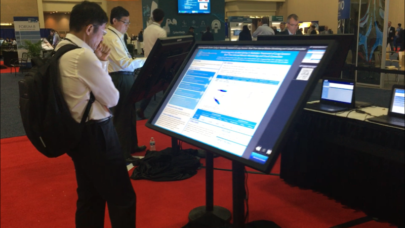AAPM has converted from paper to digital poster session. Attendees used large touch screens to pick posters by topic or authors.