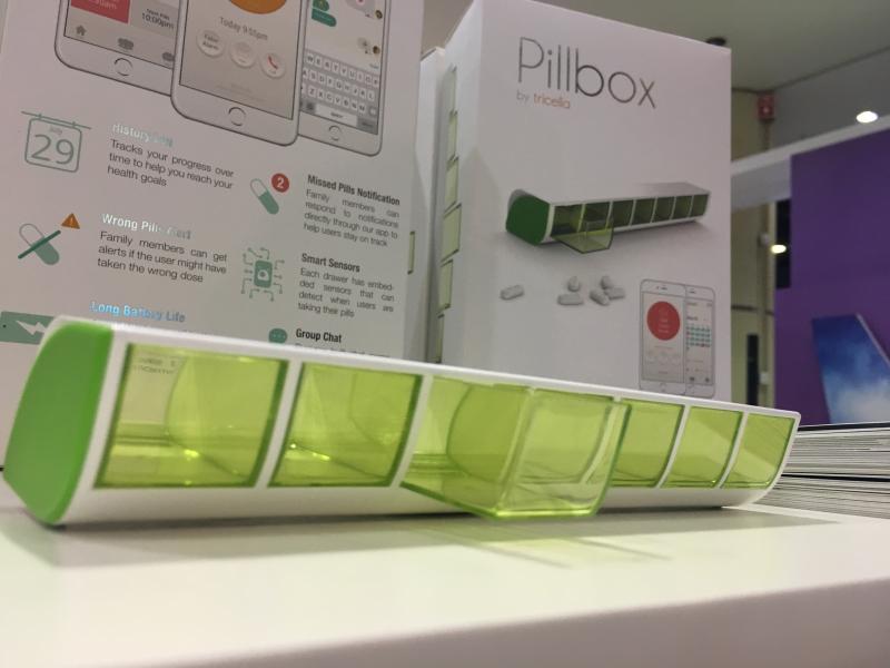 This is a wireless pill box that interfaces with an app on a smartphone to notify the patient, caregivers and physicians office when a patient is taking their medications, or if they missed a dose. The device sends a signal from the pill box to the app each time a door is opened.
