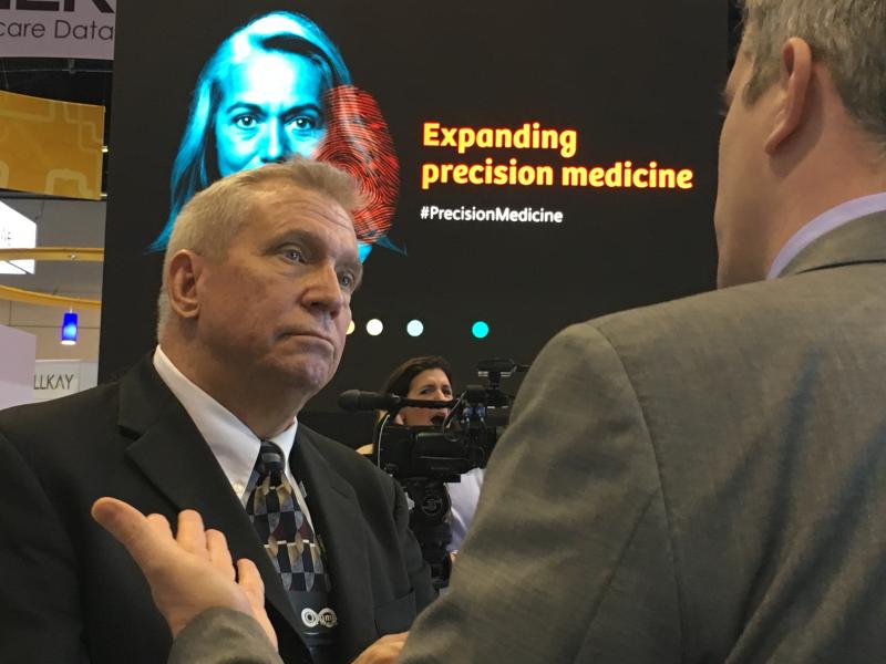 ITN Contributing Editor Greg Freiherr conducting an interview in the Siemens booth at HIMSS 2019.