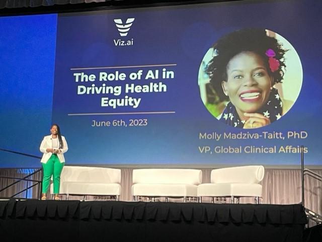 Molly Madziva-Taitt, PhD, VP global clinical affairs, Viz.ai, who spoke on the role of AI in driving health equity.