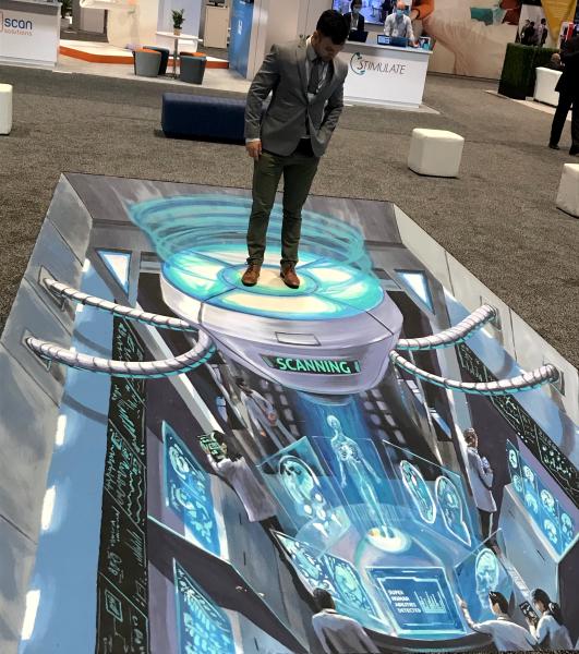 Artwork that invites attendees to interact with it for photos on the RSNA expo floor.