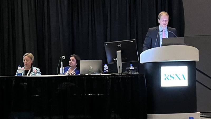 Lars Grimm, MD, MHS, FSBI, of Duke Radiology, was joined by Bethany Lynn Niell, MD, PhD, Moffitt Cancer Center, and Nisha Sharma, MBChB, FRCR of Leeds Teaching Hospital NHS Trust in discussing ways to reduce overtreatment in early stage breast cancer during RSNA 2023. 