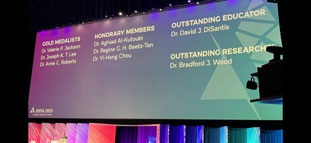 The RSNA 2023 Gold Medalists and other distinguished honorees were acknowledged during the Opening Plenary Session.