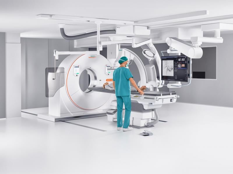 Siemens’ nexaris Therapy platform, introduced as a work-in-progress at RSNA 2017, combines the modalities of angiography, CT and MRI. #RSNA2017, #RSNA17
