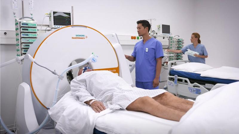 A mobile head CT, the Somatom On.site, is designed to avoid costly and potentially risky patient transport by allowing bedside scans.