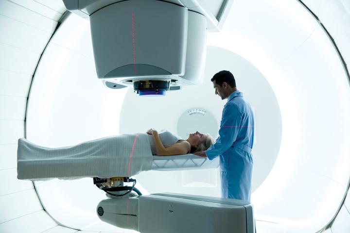 CDH Proton Center utilizes a gantry that rotates completely around a patient as well as robotic patient positioners that put the patient in the right position.