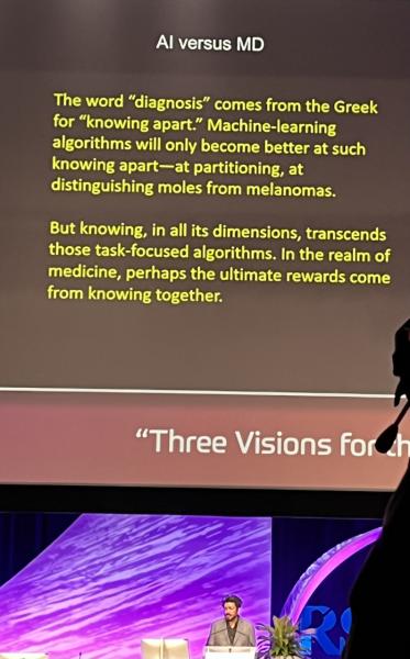 Plenary Session speaker Siddhartha Mukherjee, MD, emphasized the growing role of AI and its value to physicians during his Nov. 28 session at RSNA 2022.