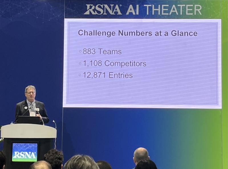 A packed AI Theater watched and waited as the finalists for the RSNA 2022 AI Challenge were revealed.