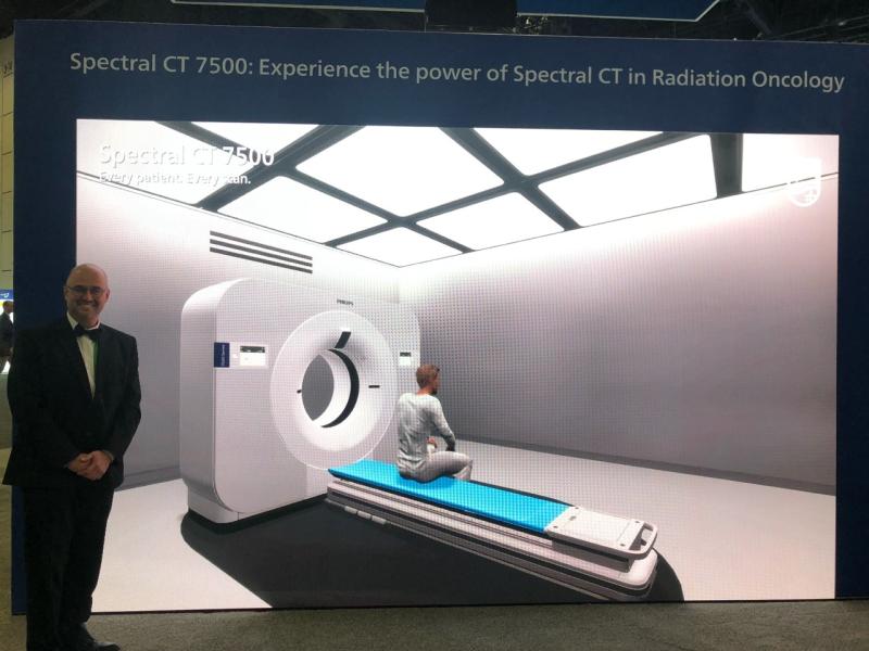 The Philips Spectral CT 7500 features a 80 cm bore, gantry touch-panel control, spectral detector and high-performance patient table. At ASTRO22, Ilya Gipp, MD, PhD, Medical Officer/Oncology for Philips Healthcare, explained that it features zero-compromise to support imaging that is first-time right. 