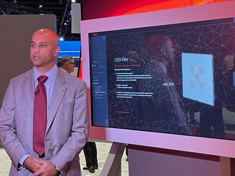 Moin Hussaini, managing director of X-ray for Canon, gave ITN editors an overview of the Canon CXDI-Elite during RSNA22. The CXDI-Elite series is Canon's first digital X-ray imaging system to utilize Built-in AEC Assistance technology designed for general X-ray imaging. 