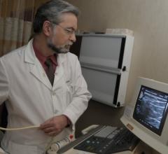 Murray Rebner, M.D., performing a breast ultrasound. Image courtesy of Beaumont Health