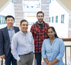 (From left) Pengfei Song, Dr. Dan Llano, Matthew Lowerison, and Nathiya Chandra Sekaran are part of the Beckman Institute for Advanced Science and Technology research team to receive federal funding to develop ultrasound imaging methods for studying the neurovascular changes underlying Alzheimer's disease. 