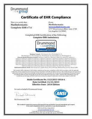 MedInformatix RIS EHR Stage 2 Meaningful Use Certification