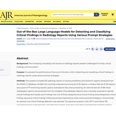 Report Shows GPT-4 Can  Detect, Classify Critical Findings in Radiology Reports