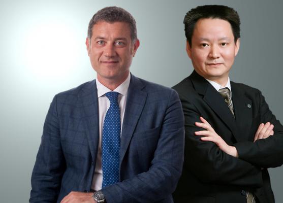 Franco Fontana, CEO of the Esaote Group, and Xie Yufeng, Chairman of WDM.