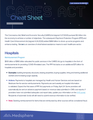 Medsphere is offering comprehensive information for radiologists and other medical professionals on its website during the COVID-19 pandemic. This includes a detailed "cheat sheet" on the CARES Act.