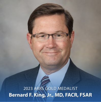 Dr. Bernard King will be formally recognized as the 2023 ARRS Gold Medalist during the opening ceremony of the ARRS Annual Meeting in Honolulu, HI on Sunday, April 16, 2023. 