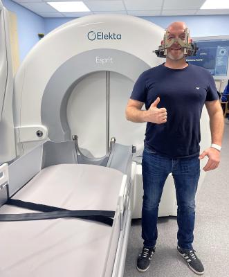 Derry Crighton, one of the first patients to be treated last week with the new Elekta Esprit, a Leksell Gamma Knife stereotactic radiosurgery (SRS) system, at the National Centre for Stereotactic Radiosurgery in Sheffield, UK