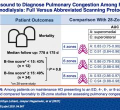 An abbreviated lung ultrasound protocol can efficiently determine presence of lung congestion in patients receiving hemodialysis and help expedite care. Chart courtesy of Reisinger et al, AJKD 2021