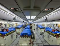 The interior of the German air force Airbus A-310 Medivac in Cologne, Germany, before its departure to Bergamo, Italy, March 28 to being ferrying COVID-19 patients to Germany for treatment to aid the Italians, whose healthcare system has been overwhelmed by the rapid spread of the coronavirus pandemic. Bundeswehr Photo by Kevin Schrief.