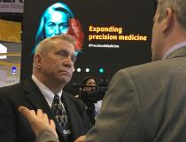 ITN Contributing Editor Greg Freiherr conducting an interview in the Siemens booth at HIMSS 2019.
