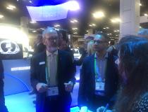 Varian's Tim Clark (L) and Ricky Sharma (R) gave a booth tour of highlights showcasing Varian's products. It was the first time Varian has exhibited in conjunction with Siemens Healthineers. The combined company addresses the full cancer care continuum, and is working to create an oncology ecosystem to support care providers along the entire cancer care journey – from screening to survivorship. 