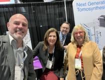 Wainscot Media, which publishes Imaging Technology News/ITN (www.itnonline.com) and Diagnostic and Interventional Radiology/DAIC (www.DIcardiology.com) was well-represented at RSNA 2022 (L to R): Kirk Graczyk, Videographer, Louise Clemens, Associate Publisher, Tim Hodson, Custom Projects Manager, and Diane Vojcanin, Vice President/Group Publisher.