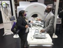 Siemens showing its MRI system optimized for radiation therapy at ASTRO 2021. MRI is the gold standard imaging modality for soft tissue, and is ideal for visualizing cancers. However, CT imaging is what is needed to create the treatment plans for radiotherapy systems. Siemens was among a few vendors this year showing new software to take MRI datasets and convert them into synthetic CT image datasets for use in the treatment planning process and eliminate the need for an extra scan. 