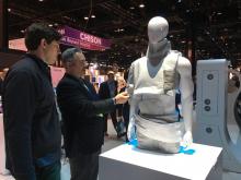 GE Healthcare's newest version of its Air Coil system, its extremely flexible MRS coils. This version is still in development. Rather than traditional hard plastic, or semi-rigid coils, the Air Coil wraps around the patient like a blanket. 