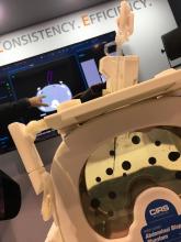 This is the FDA-cleared XACT Robotics system use during computed tomography (CT) guided percutaneous interventional procedures. XACT’s technology is the first hands-free robotic system combining image-based planning and navigation with insertion and steering of various instruments to a desired target across an array of clinical applications and indications.